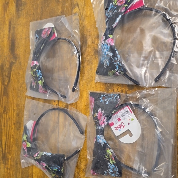 New Justice Floral Black Headband with Bow - Picture 7 of 7
